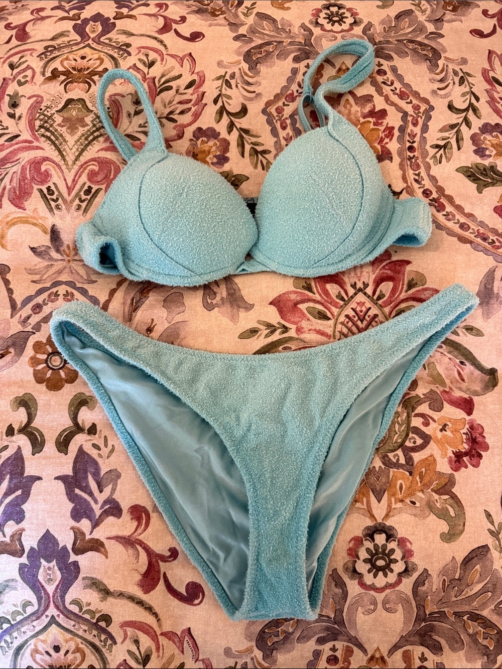 triangl swimwear aqua terry bikini top and strap